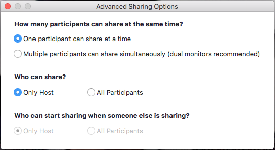 Zoom sharing panel